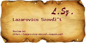 Lazarovics Szovát névjegykártya